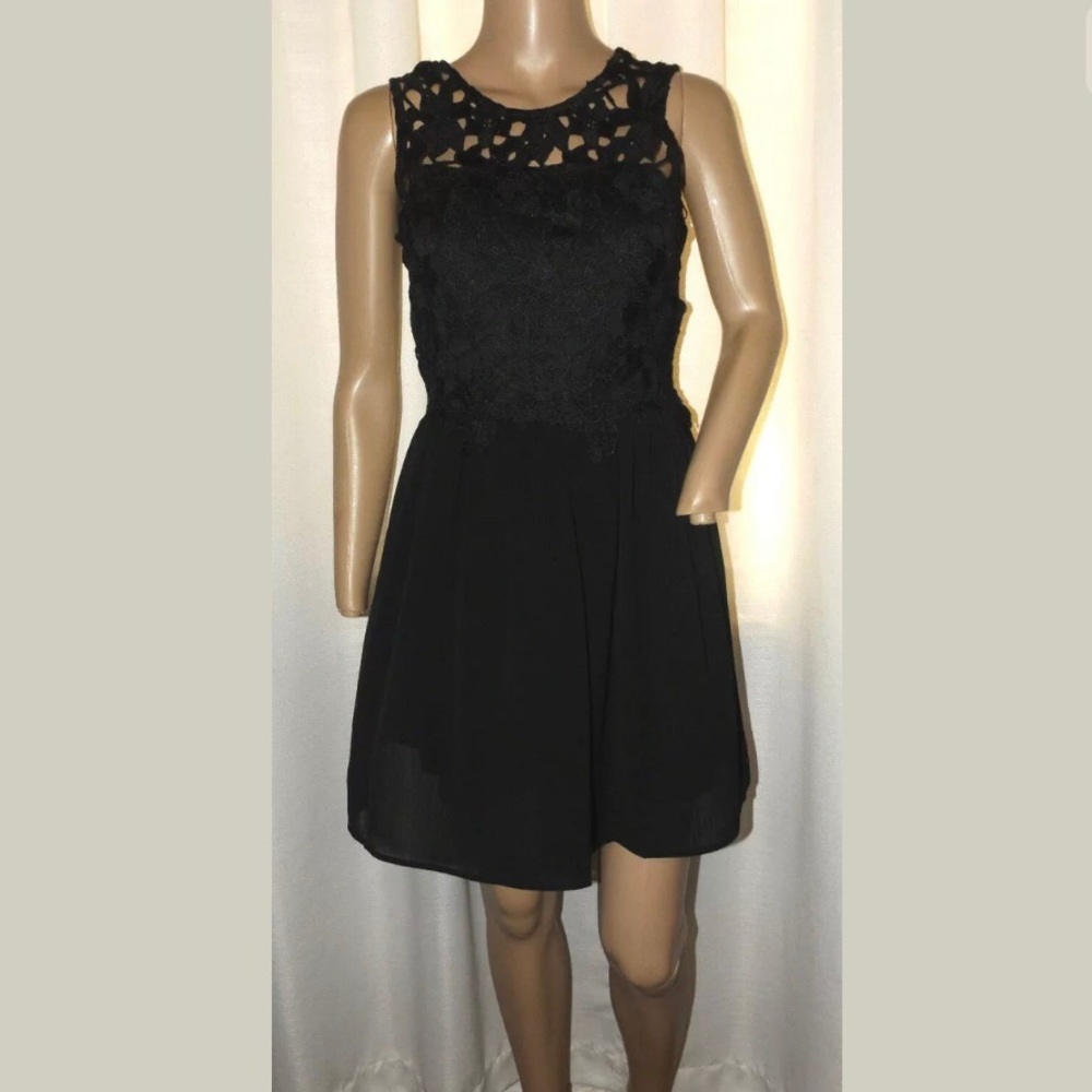 Penelope Tree Black Lace Embroidered Detail Dress SIZE Girl 14